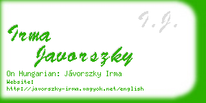 irma javorszky business card
